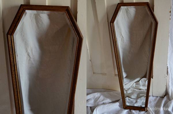 【猫pm】 木製 ミラー 壁掛 鏡 85×33.5cm レトロ アンティーク