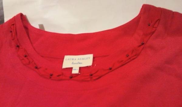 ローラアシュレイ 　カットソー　半袖　赤　ＬＬ位　３
