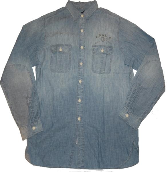 即決！PoloRalphLauren VINTAGE シャンブレーシャツ L