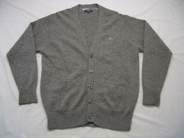 バーバリー ウールニット カーディガン グレー M