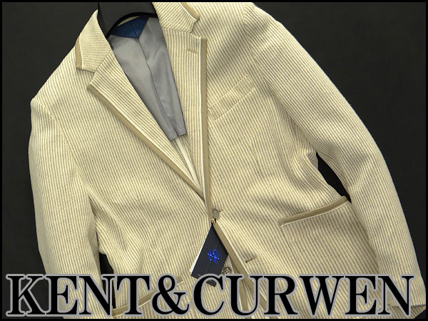 新品4.8万ケント&カーウェン 綿麻ジャージージャケットLL★27792