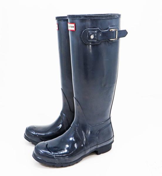 ◆【ハンター】ORIGINAL TALL GLOSS レインブーツ ネイビー UK4