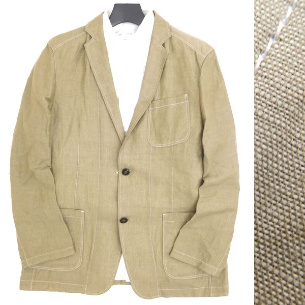 大人リネン シンプルライフ 綿麻 2Bテーラードジャケット L