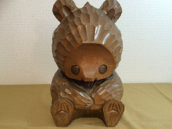 32cm 木彫 可愛い熊 置物 オブジェ 民芸品 彫刻