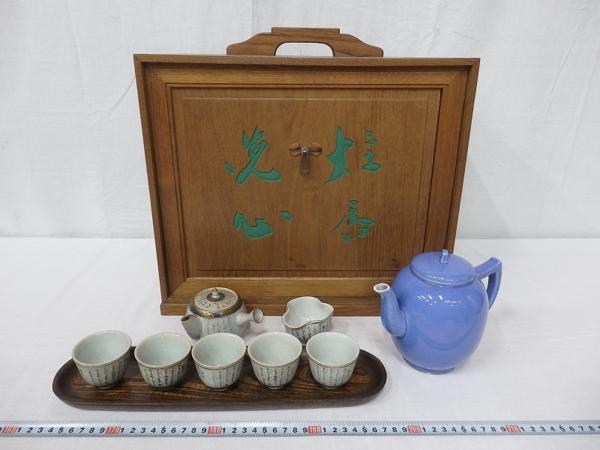 B04766 平安春峰/九谷焼 煎茶道具 5客揃 煎茶道具箱 茶道具 平安春峰