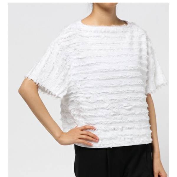 今季新作 DRAWERフリンジショートスリーブカットソー 白drawer