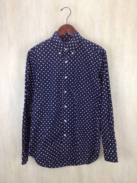 Gymphlex◆ボタンダウン長袖シャツ/L/コットン/NVY/ドット/襟 …