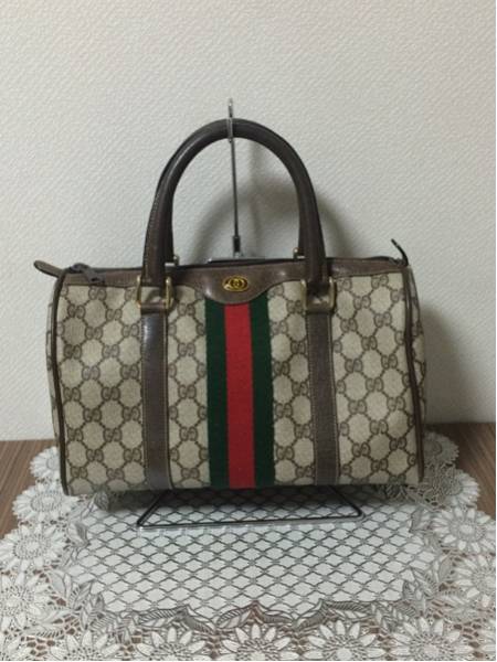 【OLD GUCCI】ミニボストンバッグ　ブラック　シェリーライン　ゴールド金具 人気/グッチ/オールド/シェリーライン/ミニボストンバッグ オールド