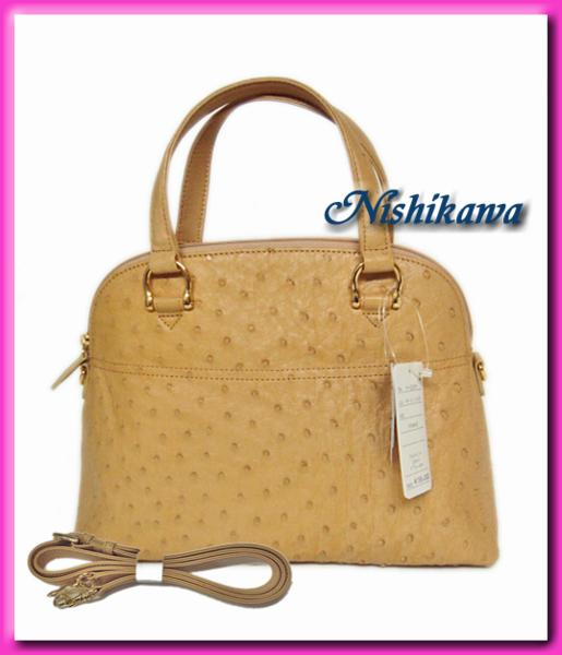 【B1312】wオーストリッチ★2wayハンドバッグ★ショルダー付★