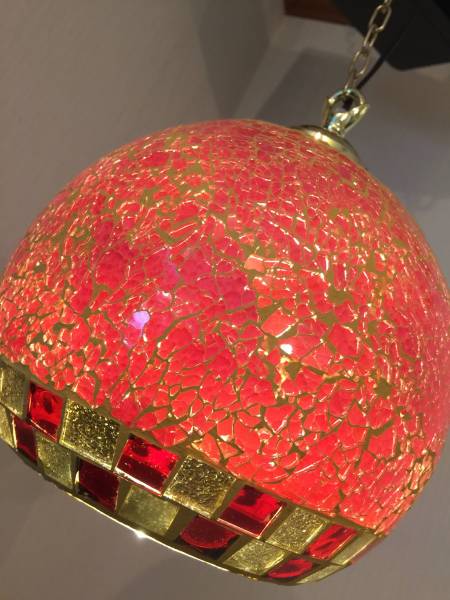 ☆1円スタート ガラスペンダントライト 赤 中古美品