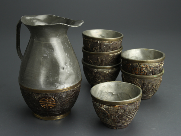 茶托 煎茶道具 唐物 中国古玩 古錫 公式通販 五客 買い出し品 香道家