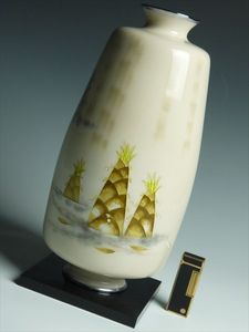 2026年最新田村七宝 田村幸夫 作 桔梗図 七宝花瓶（共箱）茶道具 花瓶