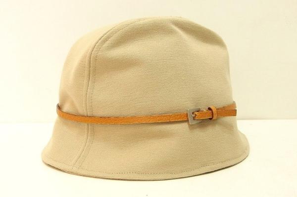 プラダPRADA* コットン×レザー 帽子・ハット/ベージュ