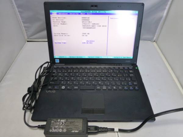 SONY ノートパソコン VPCX118KJ ジャンク扱い バッテリー欠 Bios