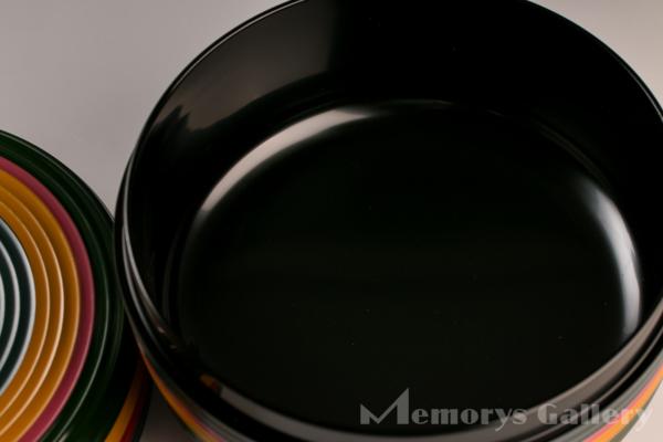 【雅表千家】六代川端近左 独楽塗ロクロ目食籠 而妙斎 共箱 共布