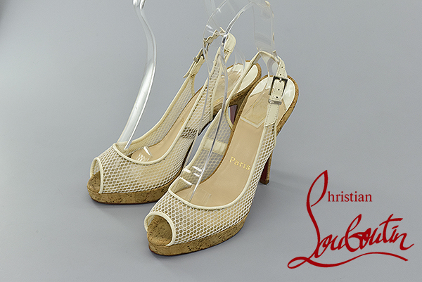 M5215■ルブタン■メッシュｘパテント オープントゥヒール■36