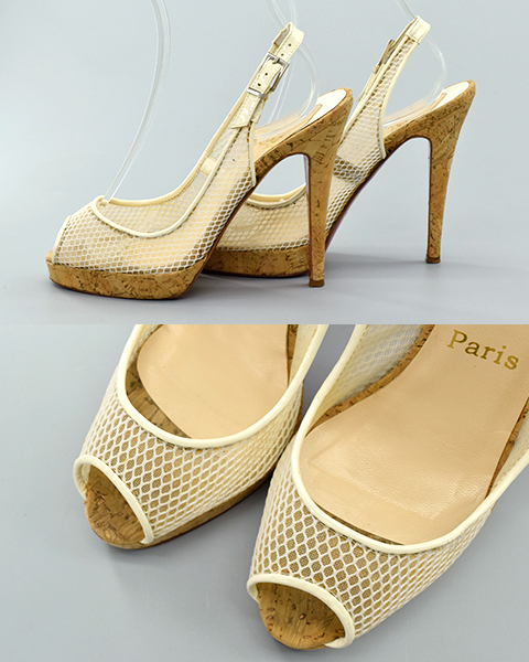 M5215■ルブタン■メッシュｘパテント オープントゥヒール■36