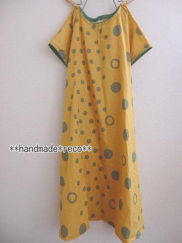 reco*肩落ちワンピース(綿麻シーチング・和楽美・ドーナツ）