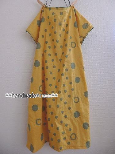 reco*肩落ちワンピース(綿麻シーチング・和楽美・ドーナツ）