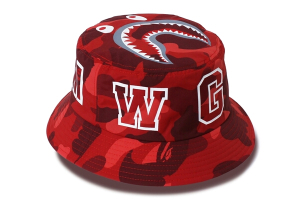 BAPE カラーカモシャークハット赤迷彩Lサイズ新品