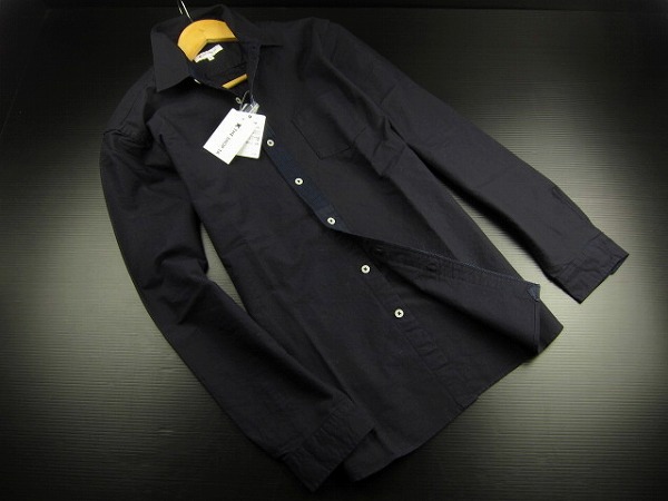 新品■タケオキクチ/前立て切り替えデザインシャツ/紺/2【M】