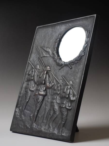 ★日本陸軍 支那事変期 歩兵レリーフ ブロンズ盾 重厚無比★