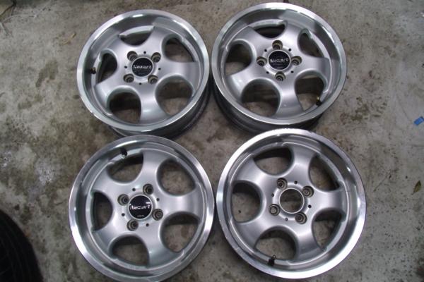 深リムWORK,Nezartアルミホイール4本セット PCD100 深リム WORK Nezart/ネザート 中古ホイール 5J×14 4本(社外品