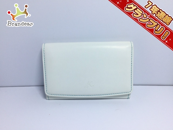 キタムラ 名刺入れ 美品 白 レザー KITAMURA