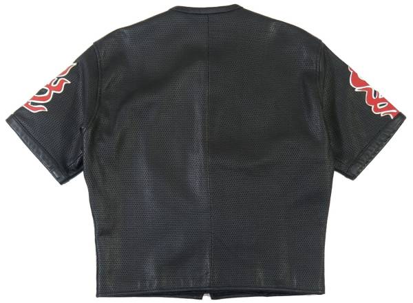 牛革☆Bikers 半袖パンチングレザージャケット 42 ジャケット 自動車