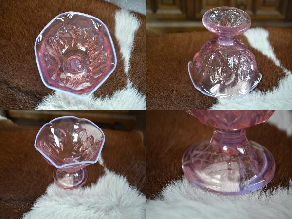 氷コップ 乳白色 昭和レトロ 吹きガラス かき氷 赤 ピンク 大正 ミルク 