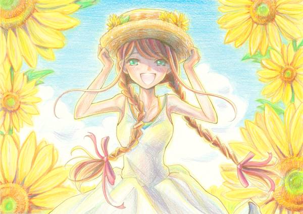 手描きイラスト オリジナル 向日葵と笑顔 手描きイラスト 売買されたオークション情報 Yahooの商品情報をアーカイブ公開 オークファン Aucfan Com