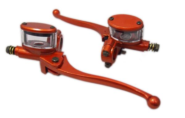 汎用 油圧マスターシリンダー　左右セット オレンジ 透明タンク