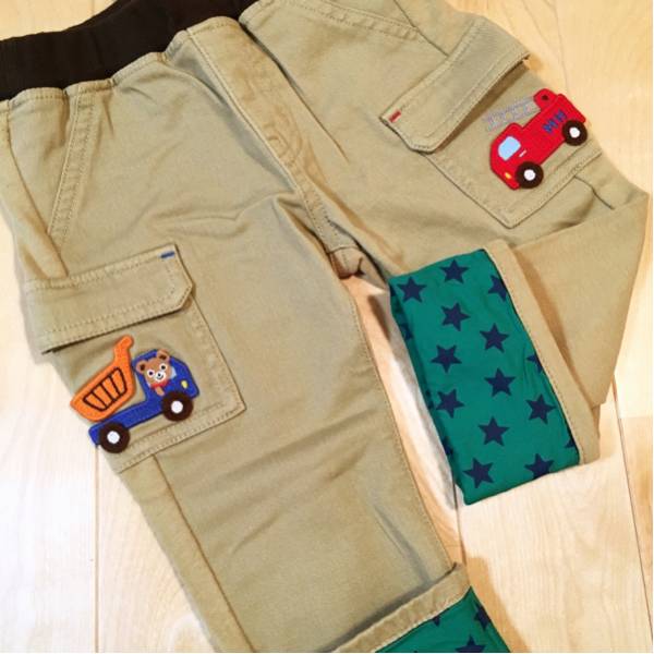 新品☆ミキハウス☆90㎝☆異素材パンツ☆ストレッチトレーナー