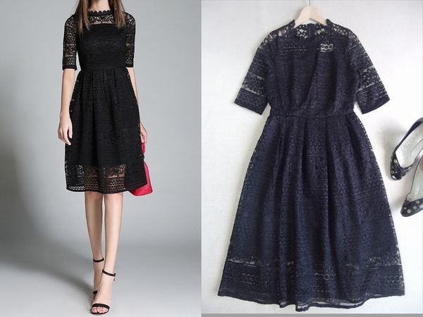 新品*スタイリスト出品 贅沢クロッシェレース 素敵ワンピースXL