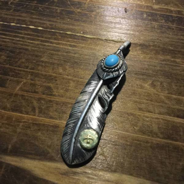 ゴローズ goro's 銀縄ターコイズ 特大フェザー 18kメタル付き 左