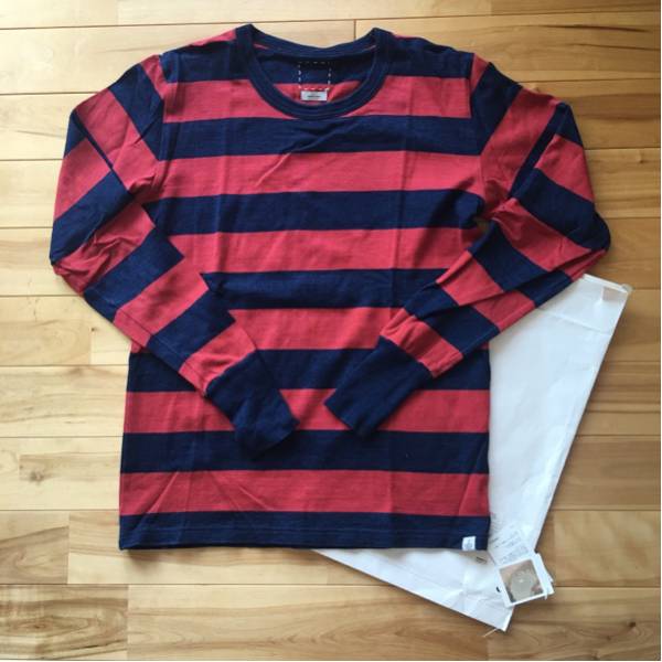 美品 visvim BIG BORDER TEE L/S 2 RED ロンT indigo ビスビム