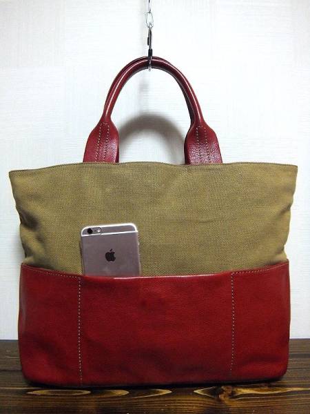 beau dessin.大型トートバッグ(帆布&レザーslowportergentenadmj