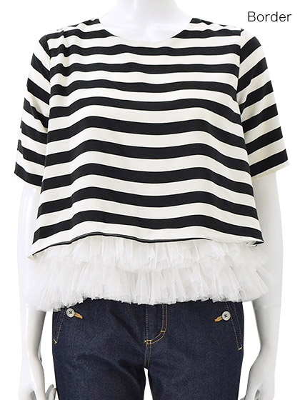 Chesty新作チュールフリンジトップス♪ボーダー0
