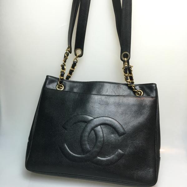 1円 美品 CHANEL シャネル キャビアスキン ショルダーバッグ