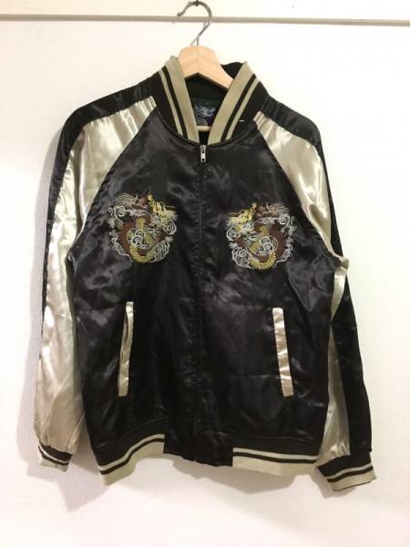 ビンテージ龍刺繍スカジャン/facetasm38度線unusedスーベニア84/