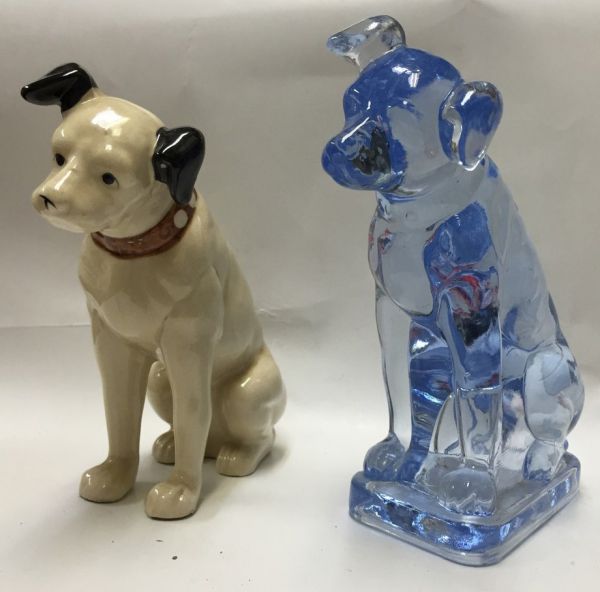 ビクター 犬 ニッパー 置物 クリスタルガラス 焼き物 セット