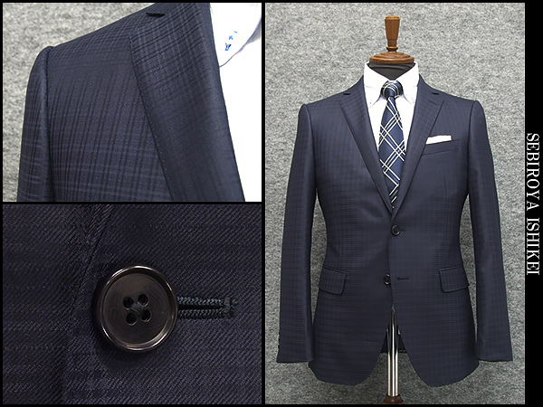 スタイリッシュスーツ/スリム2釦/紺格子/F165232 ★YA 5