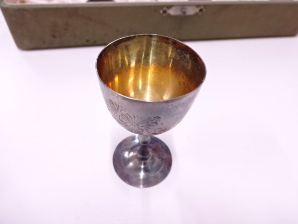 51876# 尚美堂製 純銀製彫金杯6客揃 尚美堂 純銀 銀杯 刻印 純銀製