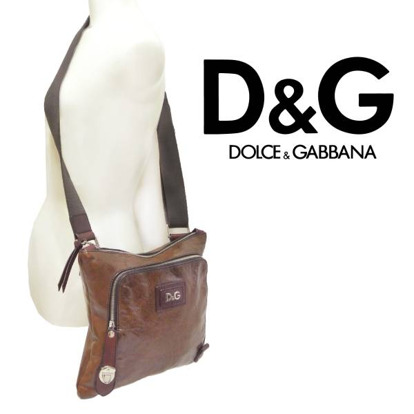 D&G ドルチェ＆ガッバーナ レザーショルダーバッグ 斜めがけ