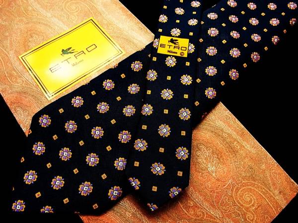 ・ω・ｊillv♪AH3438美品エトロの花・植物ネクタイ