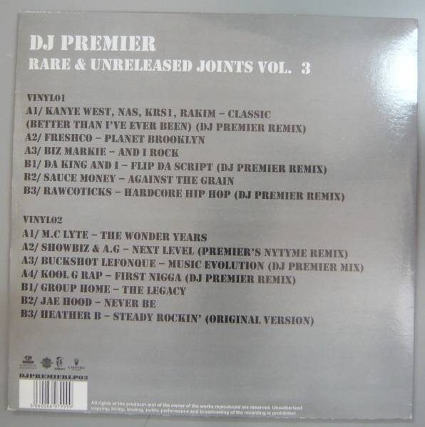 2LP』DJ PREMIER/RARE & UNRELEASED JOINTS VOL.3 【公式通販】