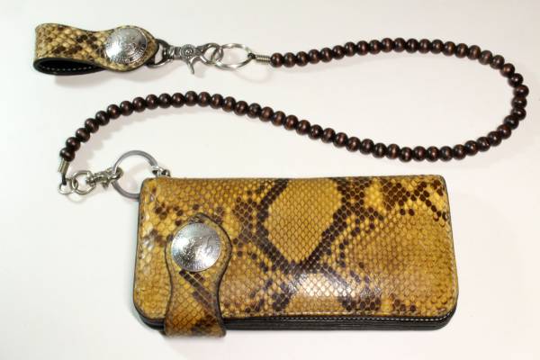 【中古】FUNNY ORIGINAL パイソン皮ライダース・ウォレット