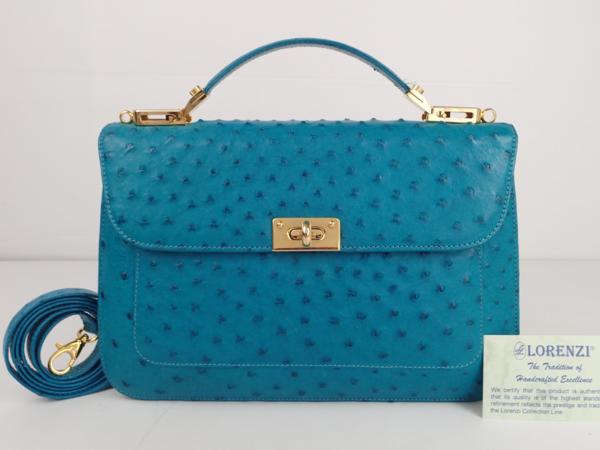 未使用 LORENZI ロレンツィ オーストリッチ 2WAY ハンドバッグ