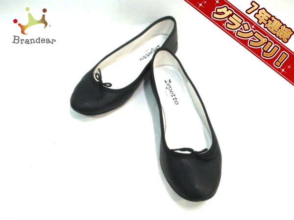 レペット フラットシューズ 38 レディース 黒 リボン レザー