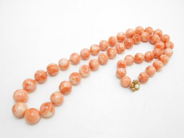 ★1円スタート★ 珊瑚 サンゴ ネックレス 金具14k/刻印（S）7